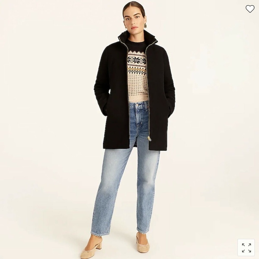 JCrew Lodge Coat in Italian Stadium-Cloth Wool Black sz 12